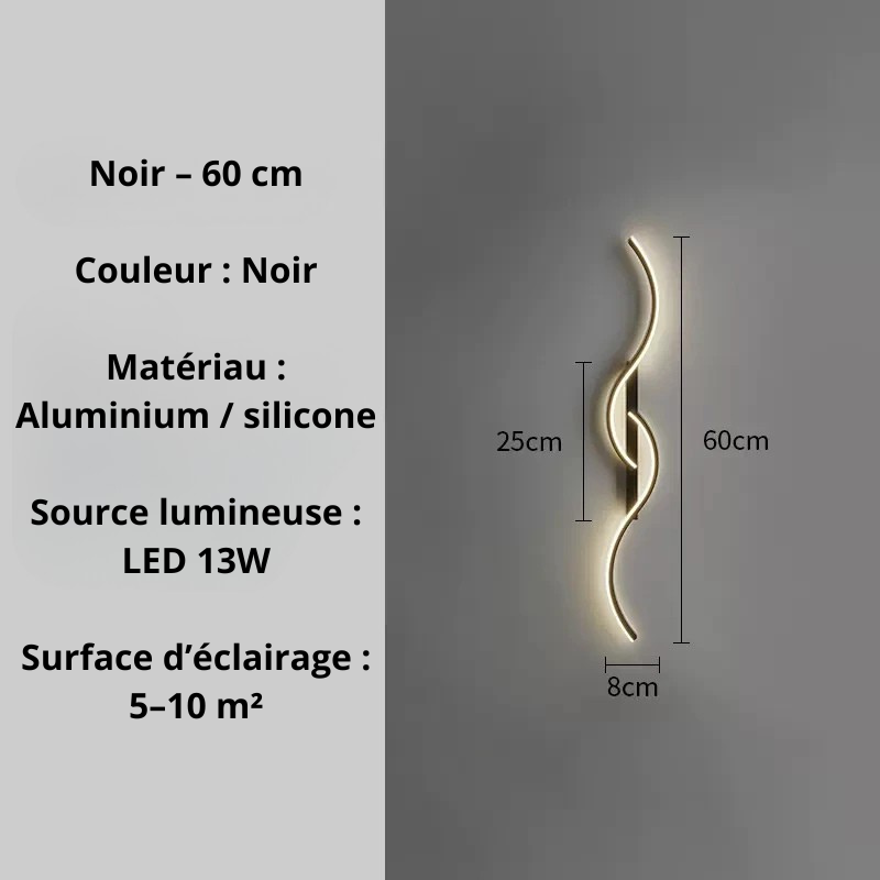 Grande applique murale noir 60 cm