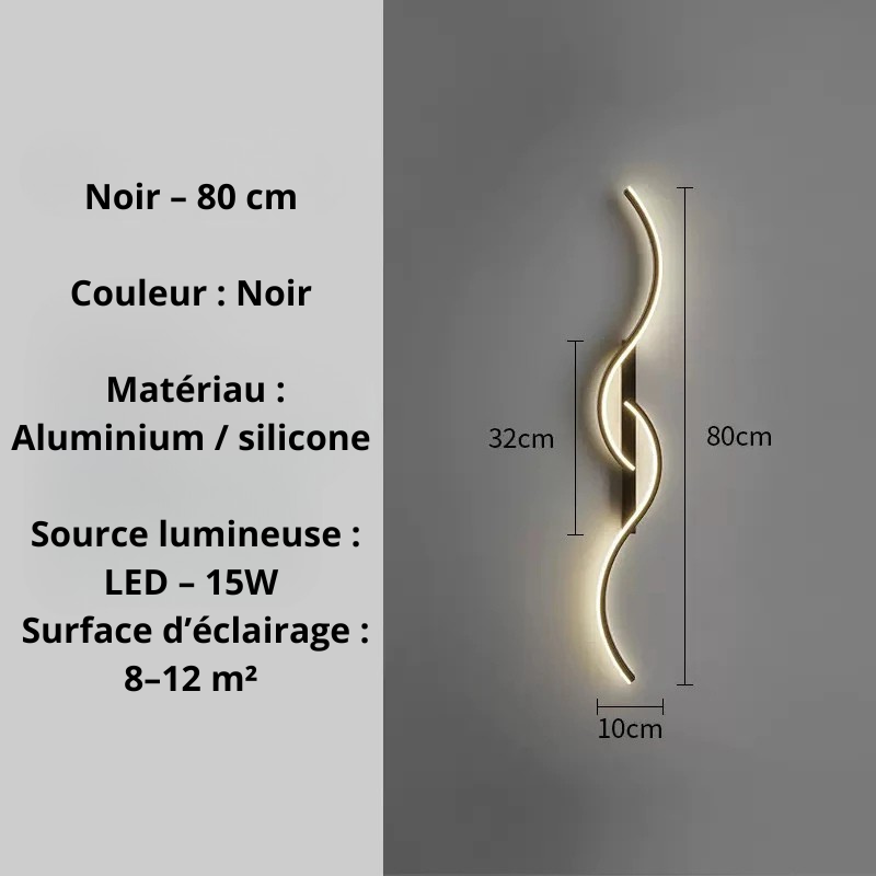 Grande applique murale noir 80 cm
