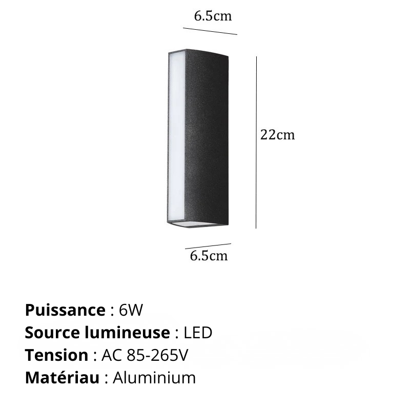 LED moderne lumières étanche applique extérieure longue 6W