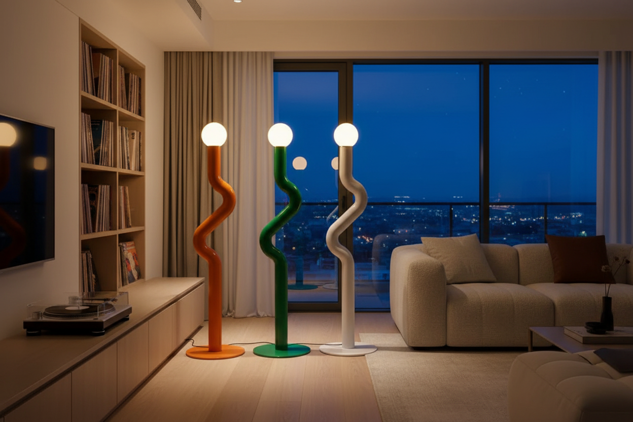 Lampadaire Macaron orange vert blanc