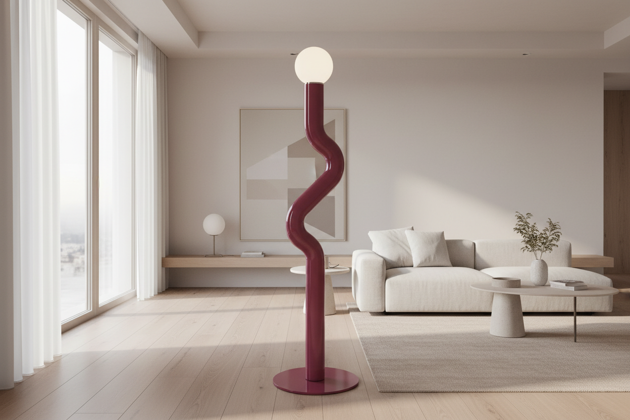 Lampadaire macaron fuchsia de jour