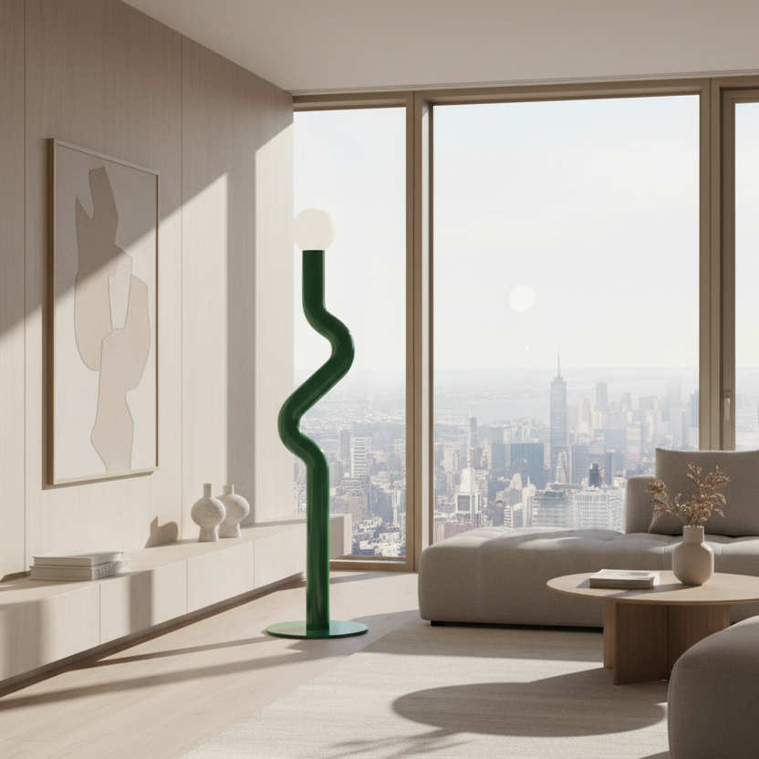 Lampadaire macaron vert de jour