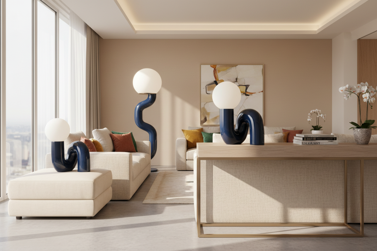 Lampe chevet bleu salon