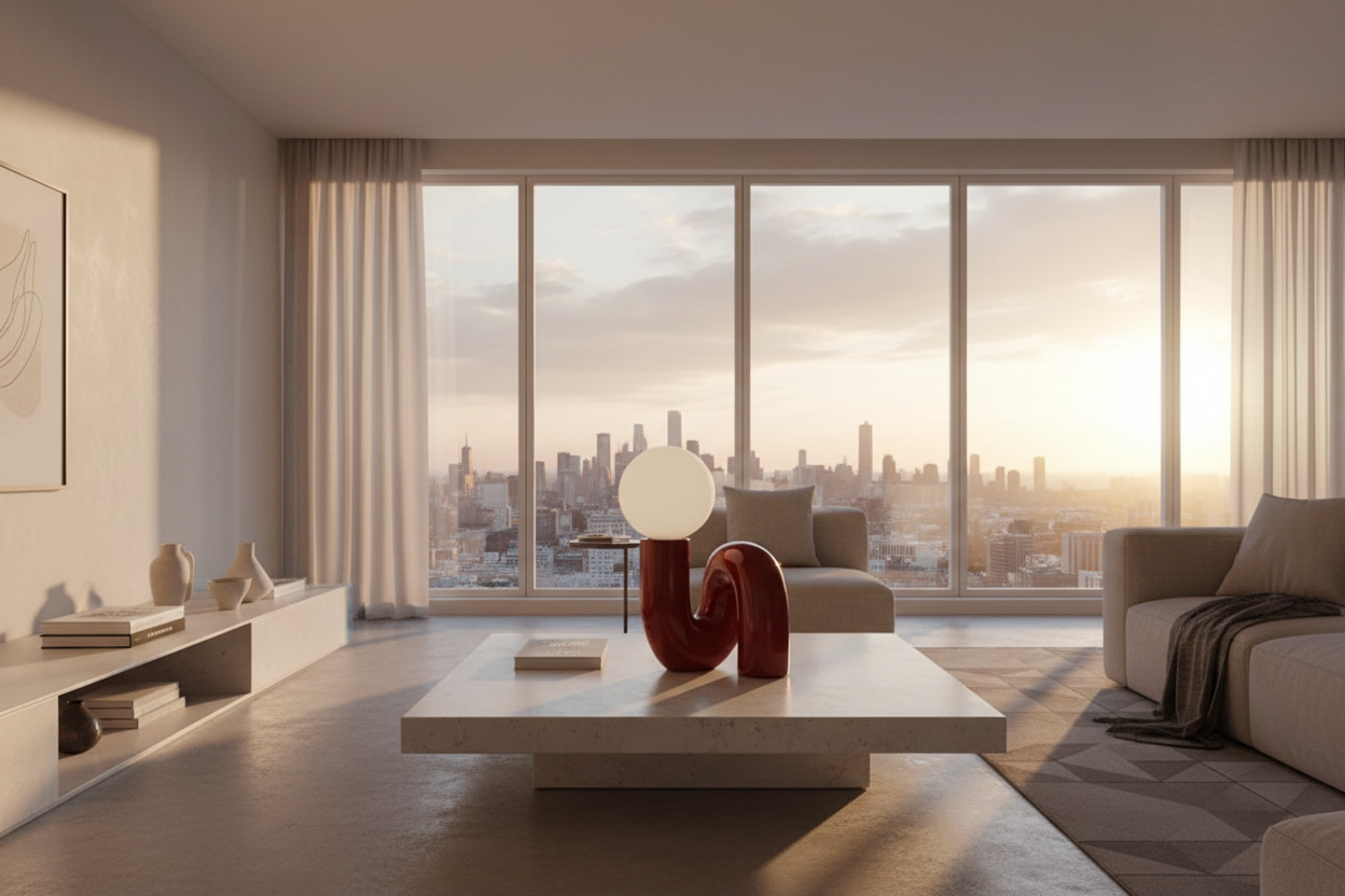 Lampe chevet rouge salon