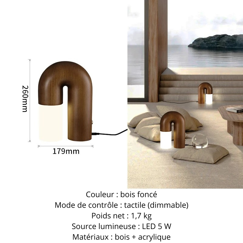 Lampe en bois foncé