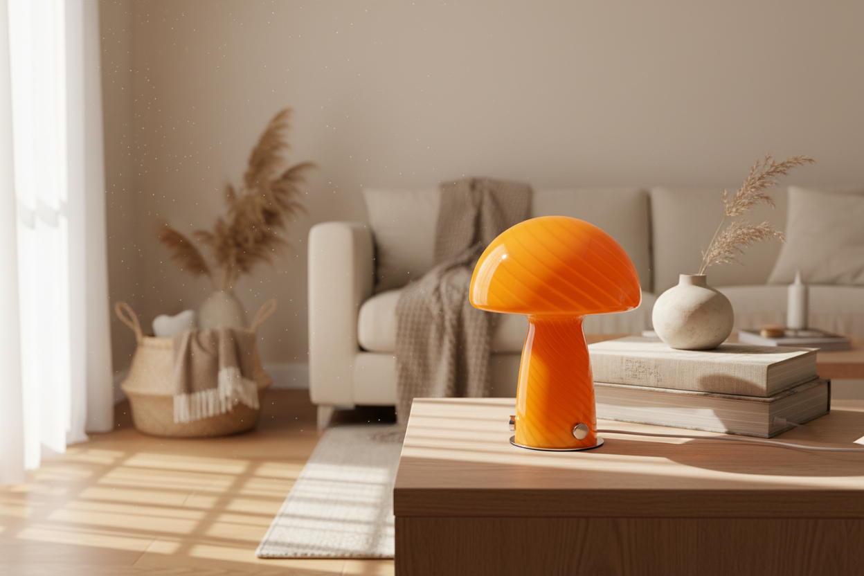 Lampe en verre salon orange