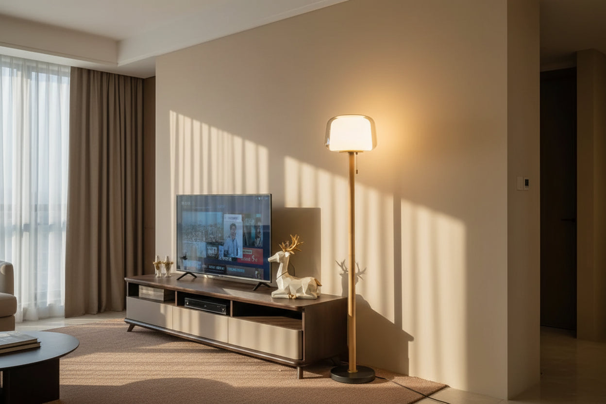 Lampe salon sur pied allumé