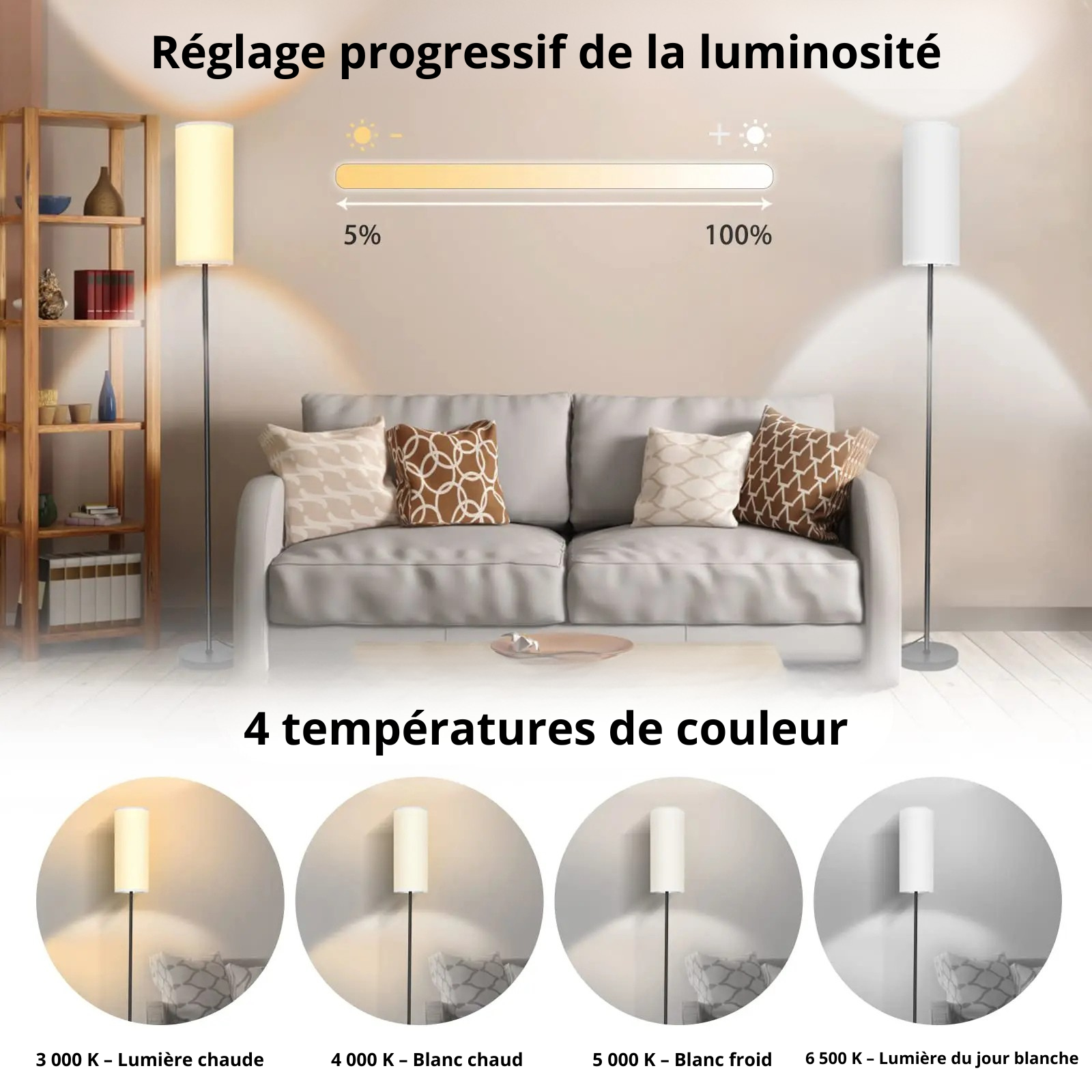 Lampe sur pied pour salon réglage