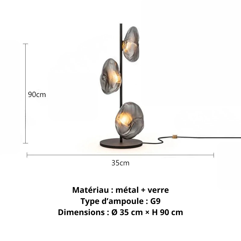 Lampe sur pied salon noir fumé 90cm