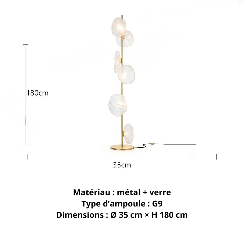 Lampe sur pied salon or 180cm