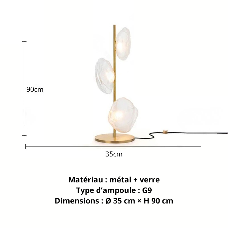 Lampe sur pied salon or 90cm