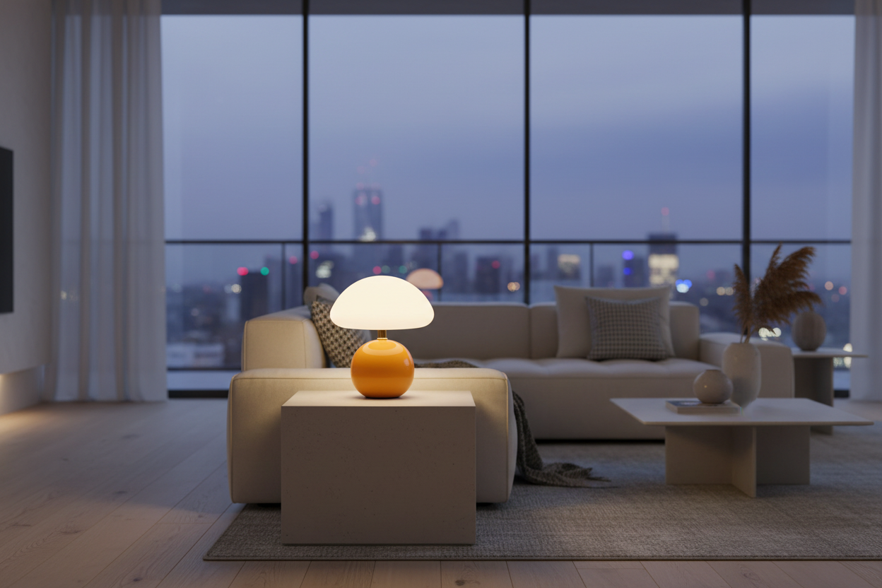 Lampe table orange salon presque de nuit