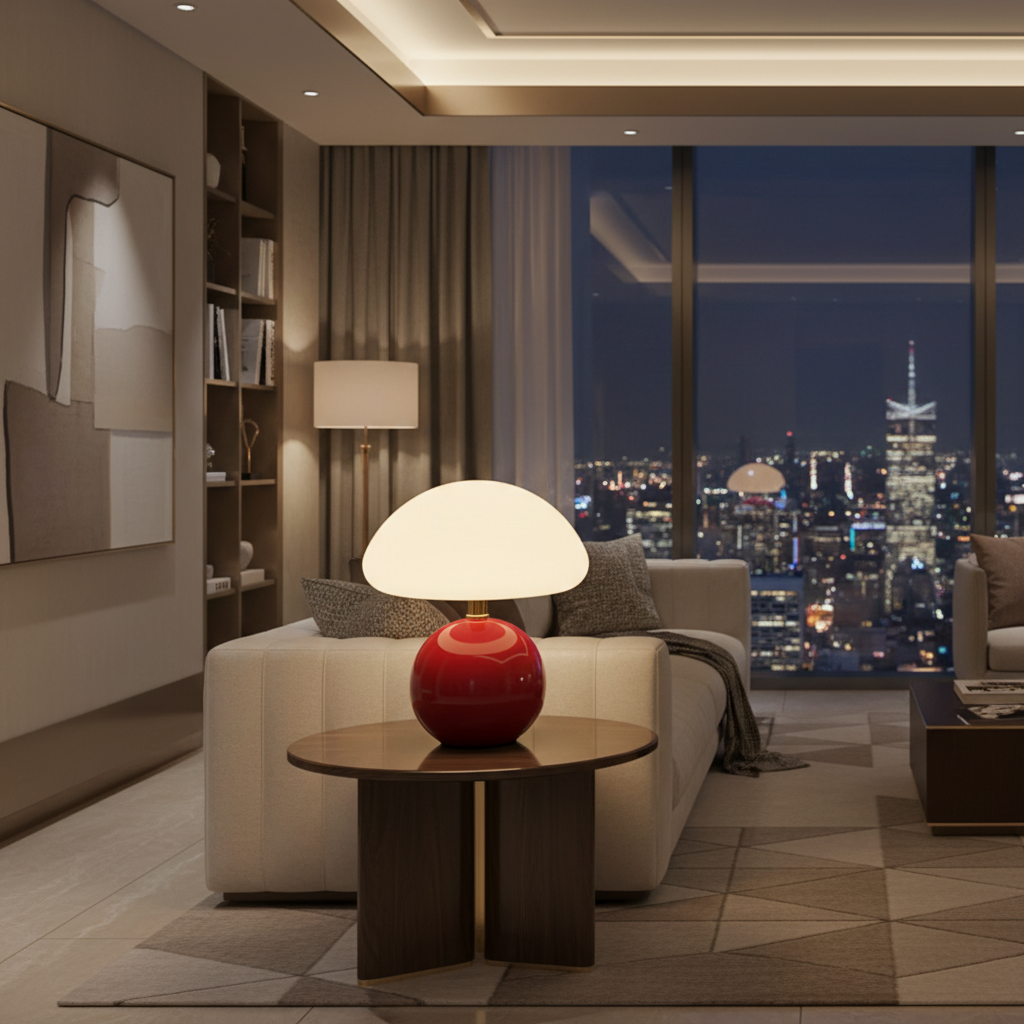 Lampe table rouge salon de nuit