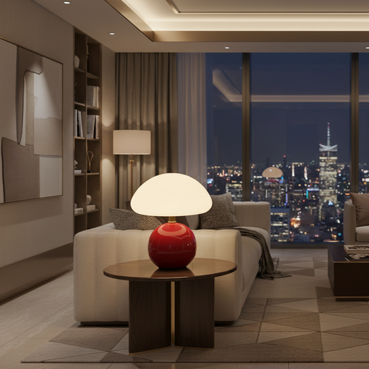Lampe table rouge salon de nuit
