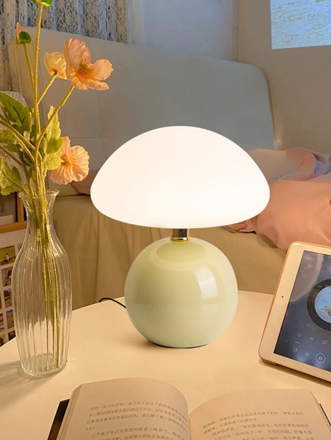 Lampe table vert chambre
