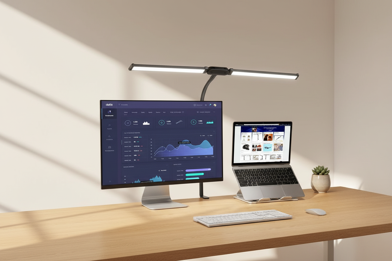 Lampe de bureau noir double