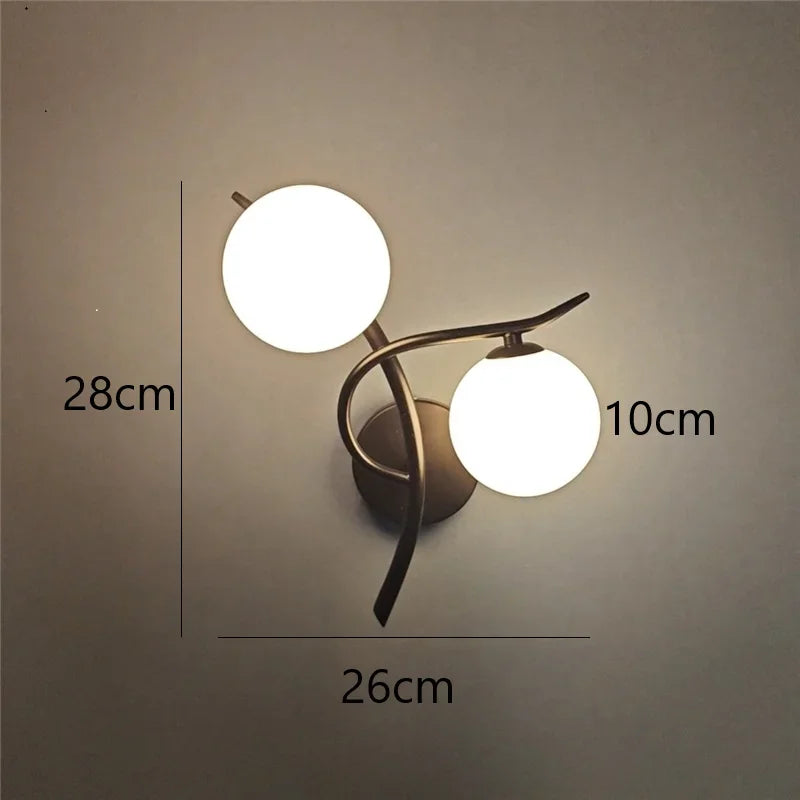 Lampes murales en fer modernes nordiques LED noir droite