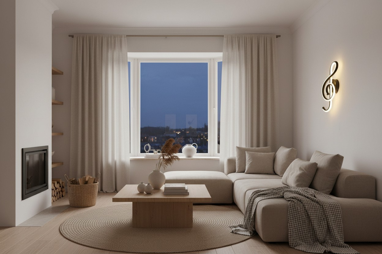 Led applique murale noir dans salon