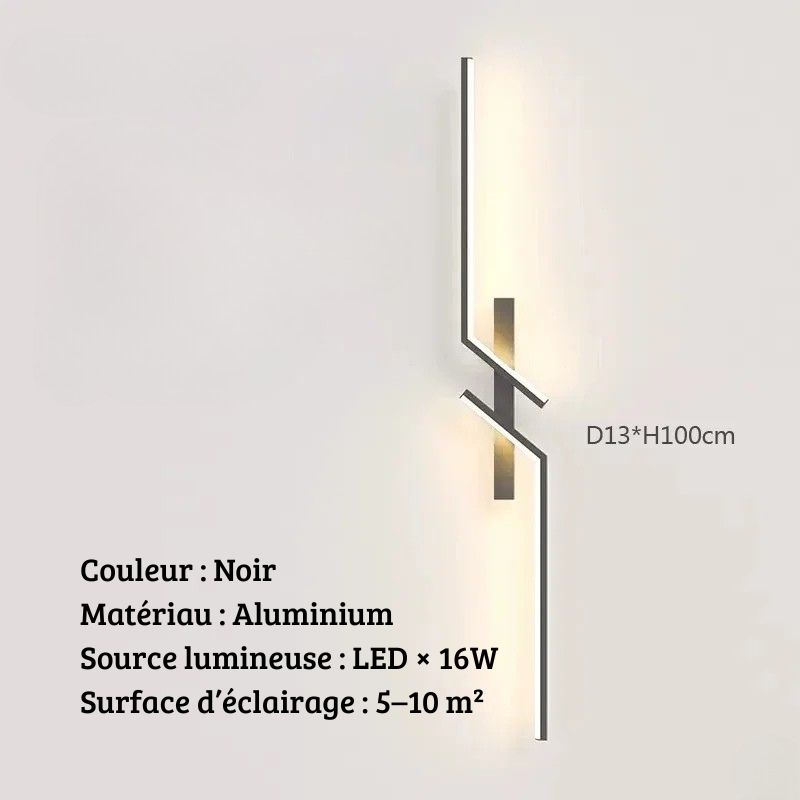 Longue applique murale Noir 100Cm