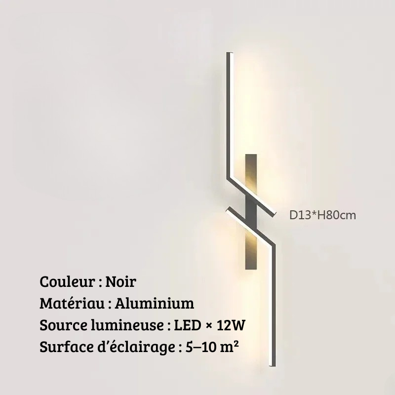 Longue applique murale Noir 80cm