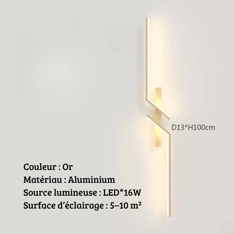 Longue applique murale Or 100cm