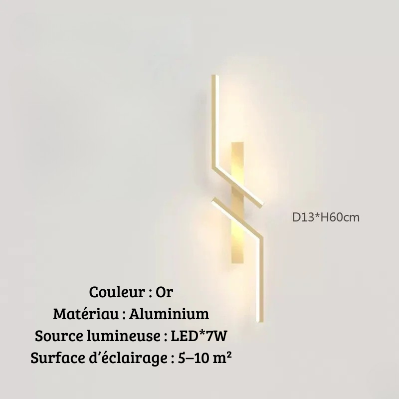 Longue applique murale Or 60cm