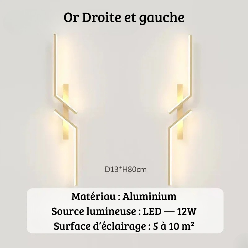 Longue applique murale Or D G 80cm