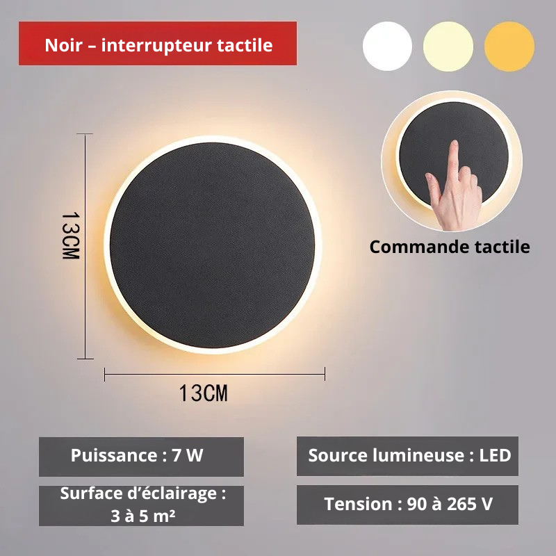 Noir interrupteur tactile 13cm