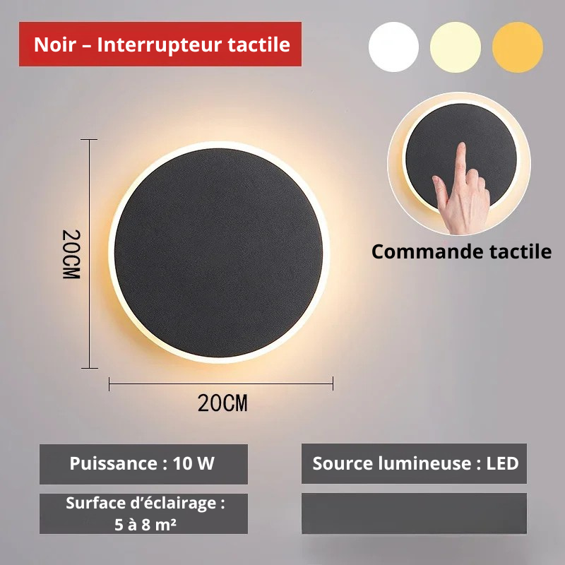 Noir interrupteur tactile 20cm