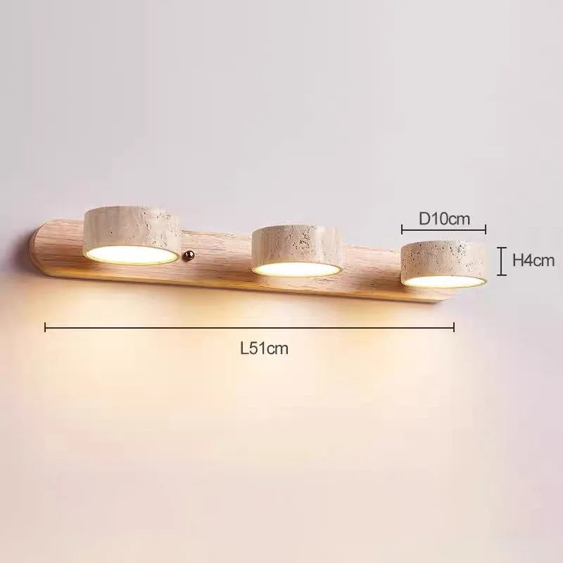 Traverttine applique murale Wabi Sabi créatif rond LED bois naturel 1