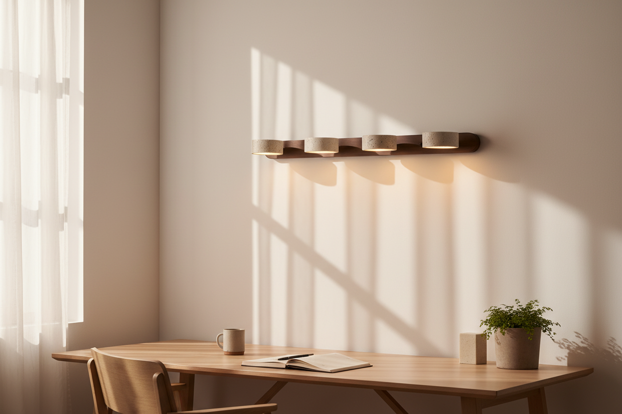 Traverttine applique murale Wabi Sabi créatif rond LED bureau