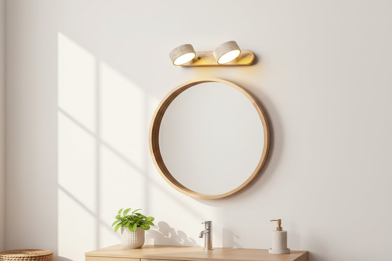 Traverttine applique murale Wabi Sabi créatif rond LED salle de bain